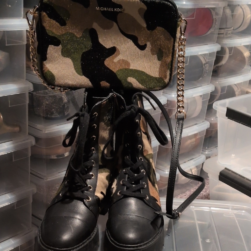 Michael Kors Black and Camouflage Combat Boots - Picture 4 of 5